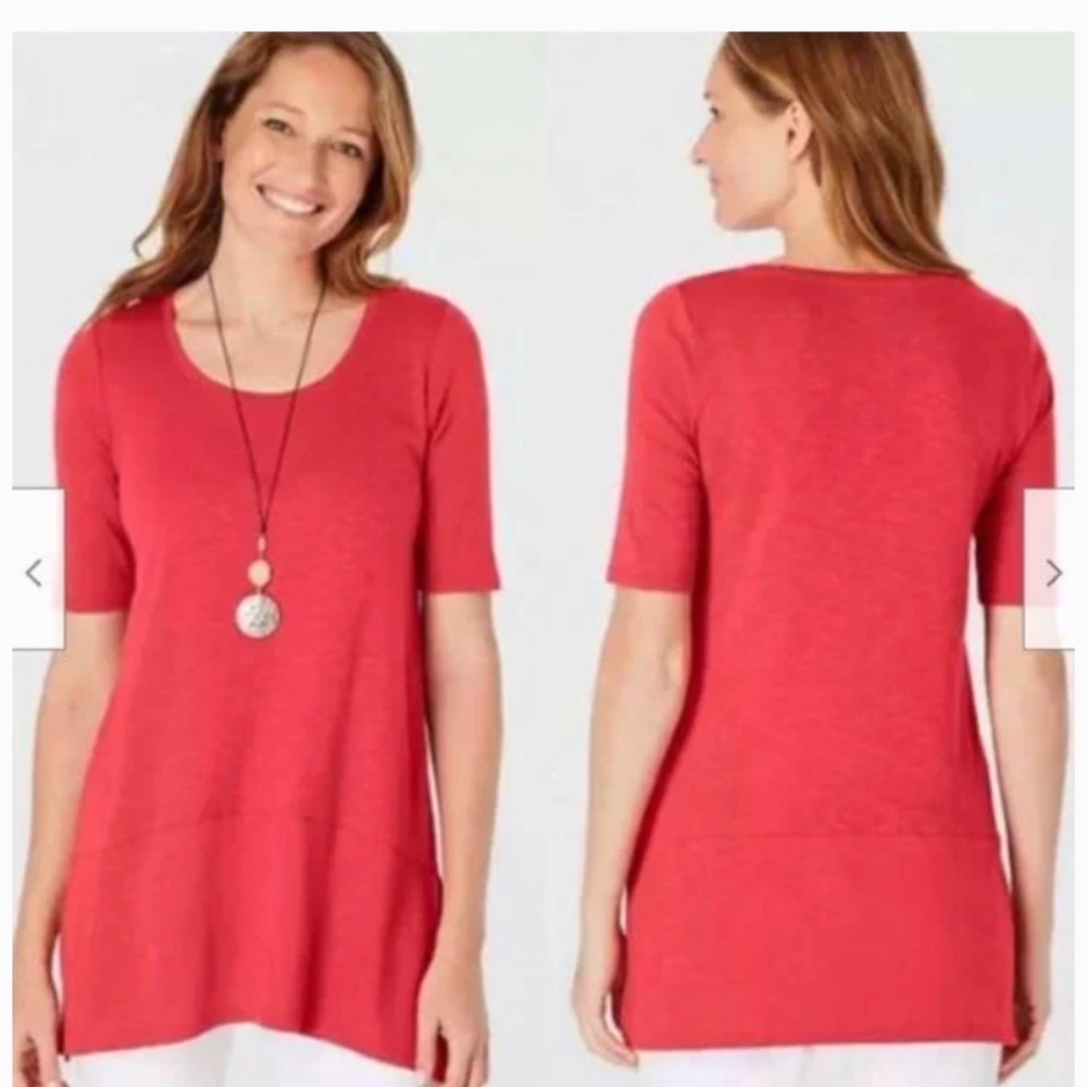 J jill Pima dipped hem tunic in orange red. Worn 2x